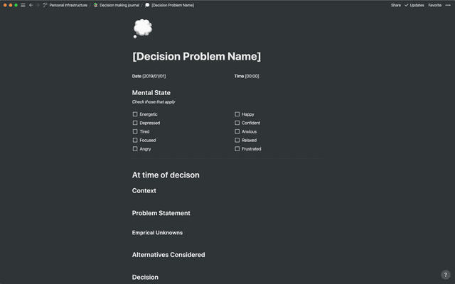 My Decision Making Template in Notion